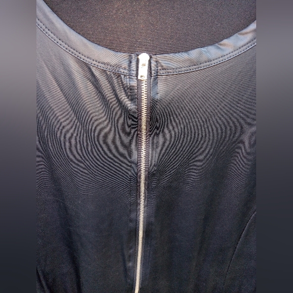 Rouge Stretch  Plus Size Peplum Faux Leather Zip-Up Black Blouse 4X. FF223 - Picture 4 of 4